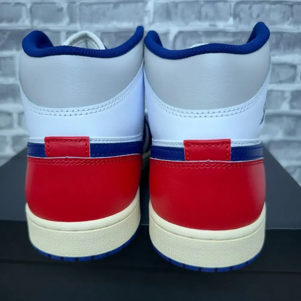 Nike Air Jordan 1 Mid Rare Air White Deep Royal Red USA DQ8426-102 Mens 11.5